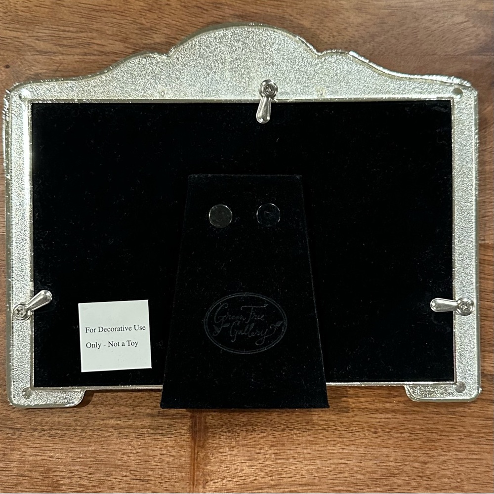 ✨EUC✨Green Tree Gallery Yellow Gold Enamel Art Deco Baby Frame Silver Teddy Bear - Picture 11 of 11
